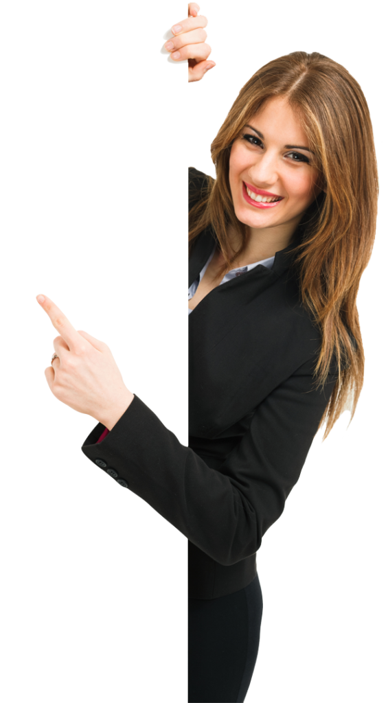 Woman pointing towards Good Website Company